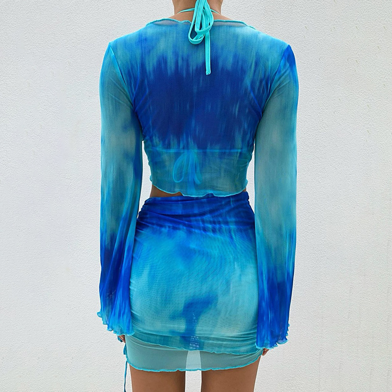 Nsangu Sexy Two Piece Set Blue - Crop Top Crochet recensione e prezzo