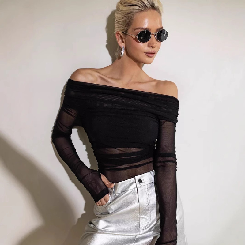 Women  Mesh Off Shoulder Top S - Blouse Off Shoulder recensione e prezzo