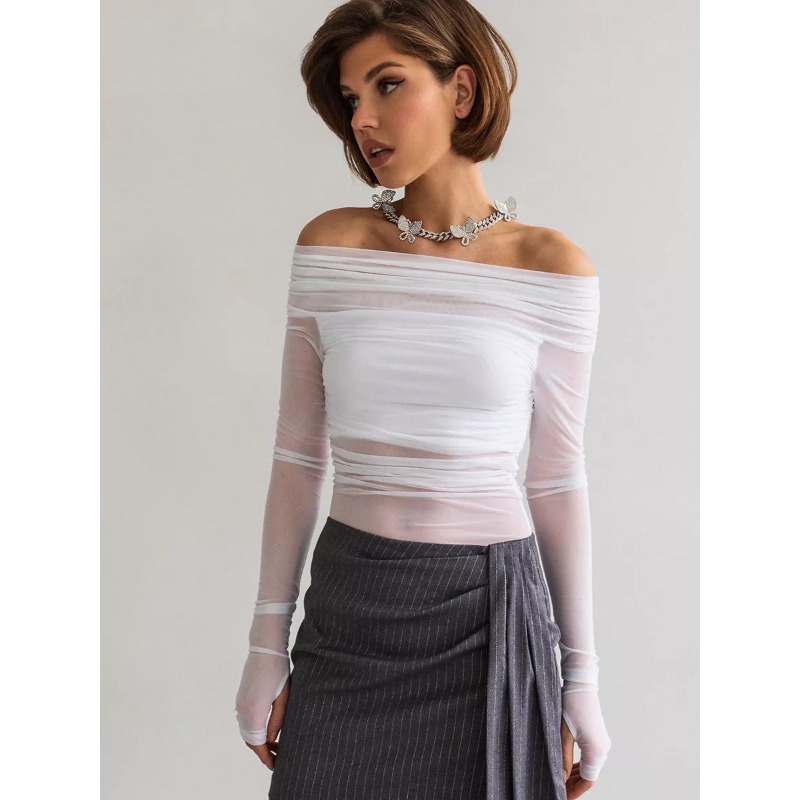 Women  Mesh Off Shoulder Top S - Blouse Off Shoulder recensione e prezzo