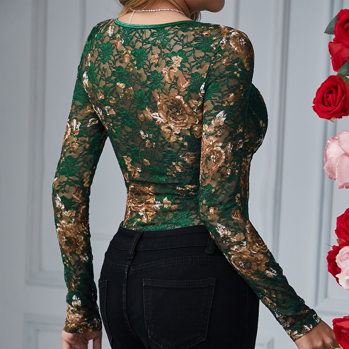 Sexy Lace Bodysuit Women Squar - Romper Floral Print recensione e prezzo