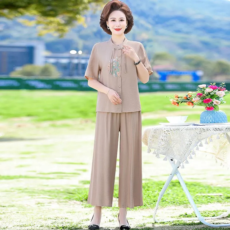 Women's Chinese Style Embroide - Linen Pant Wide recensione e prezzo