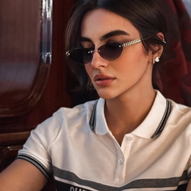 New Cat Eye Rivet Rimless Sung - Sunglasses Cat Eye recensione e prezzo