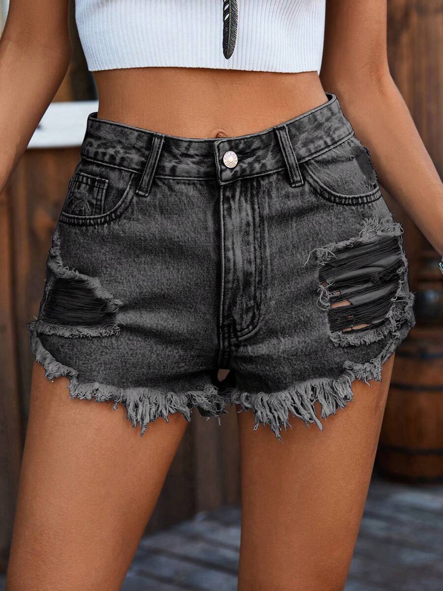Ripped Denim Shorts High Waist - Shorts Denim Frayed recensione e prezzo