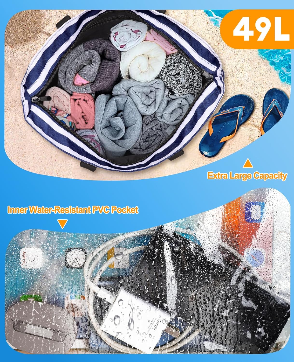 Beach Bag with Cooler, 49L Wat - Tote Bag Beach recensione e prezzo