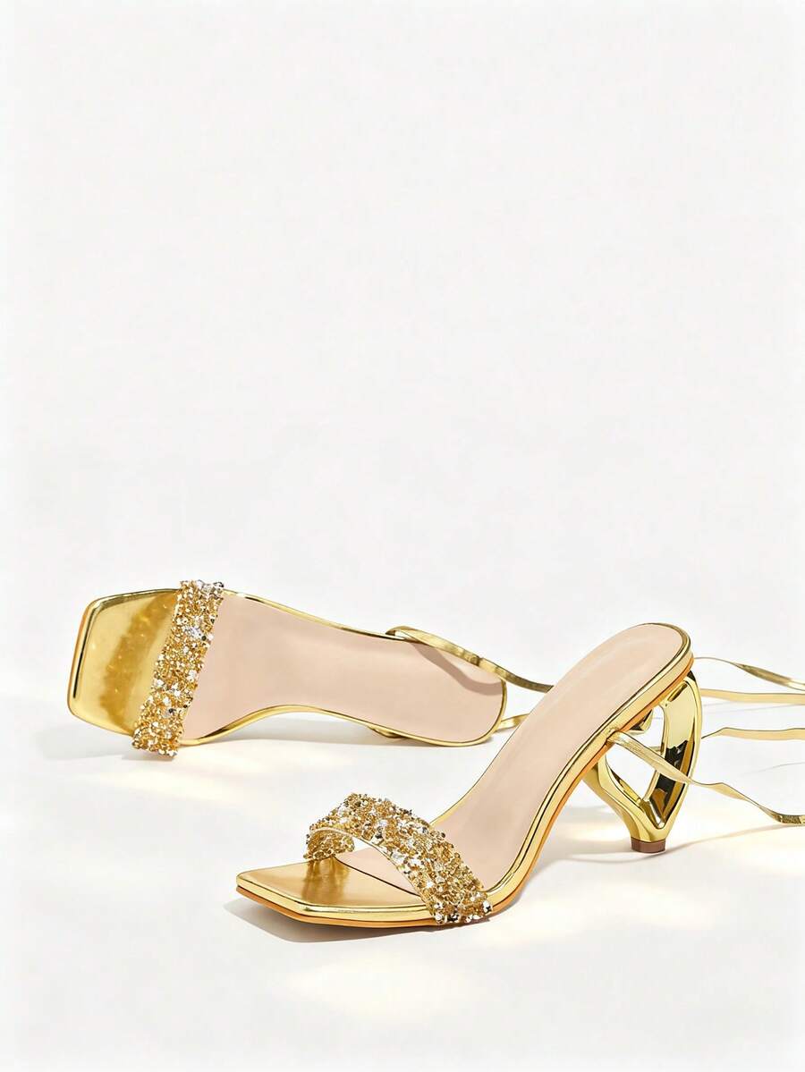 Womens Rhinestone-Embellished  - Sandal Strappy Heeled recensione e prezzo