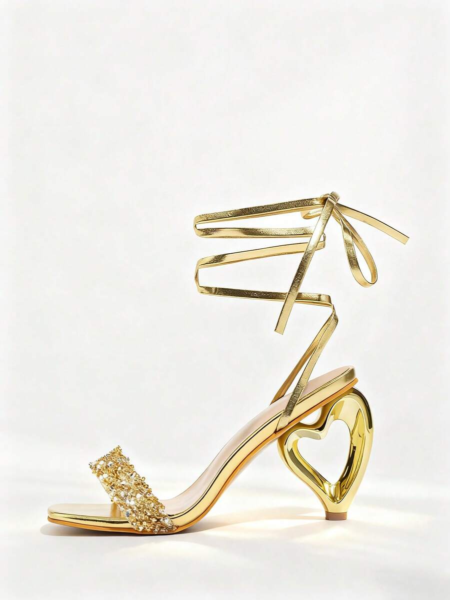 Womens Rhinestone-Embellished  - Sandal Strappy Heeled recensione e prezzo