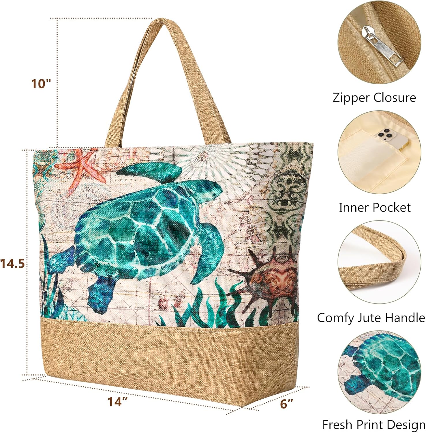 Large Beach Bag for Women with - Tote Bag Beach recensione e prezzo