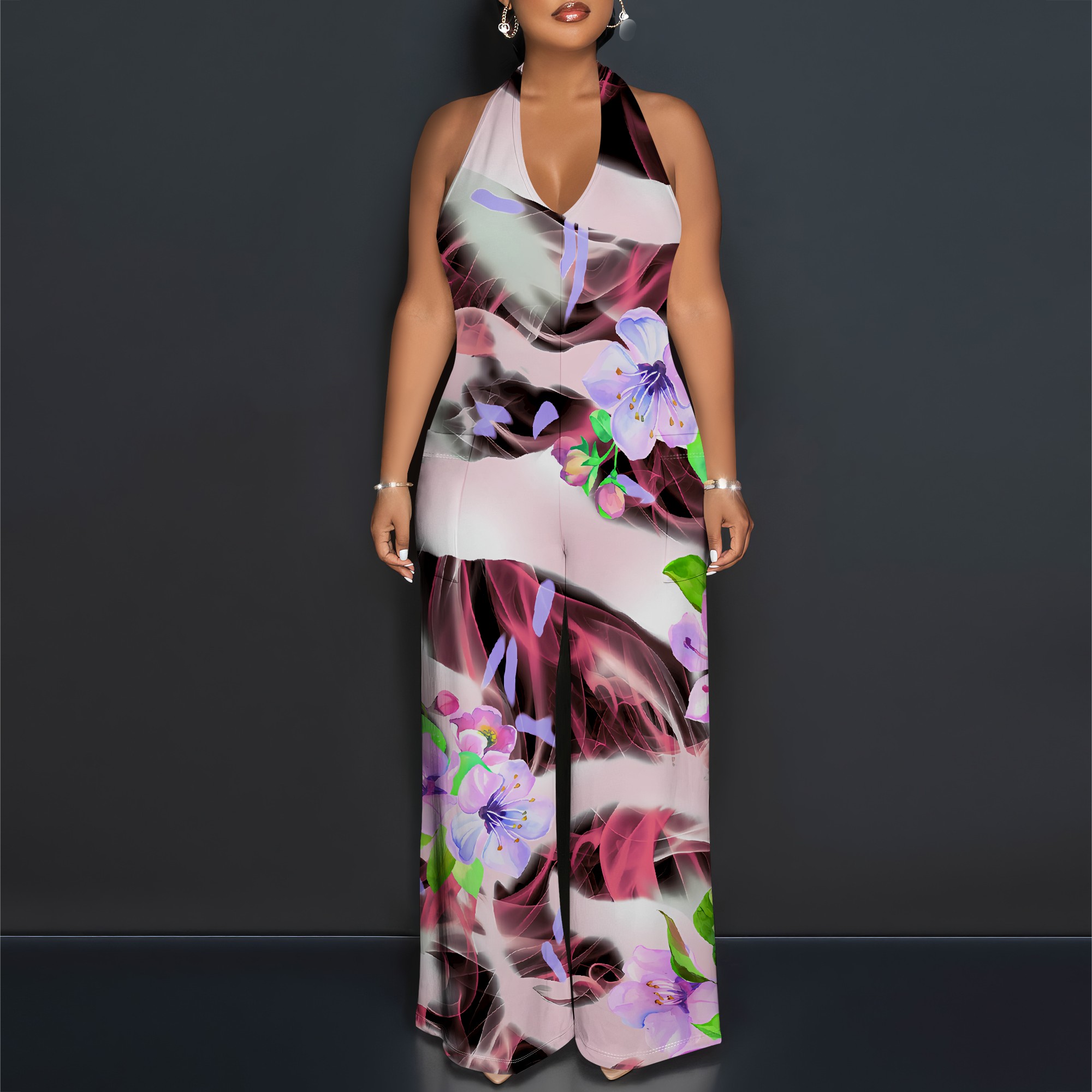 Floral Print Halter Jumpsuit - - Romper Floral Print recensione e prezzo