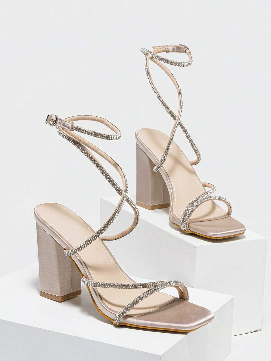 Womens Rhinestone Strappy Squa - Sandal Strappy Heeled recensione e prezzo