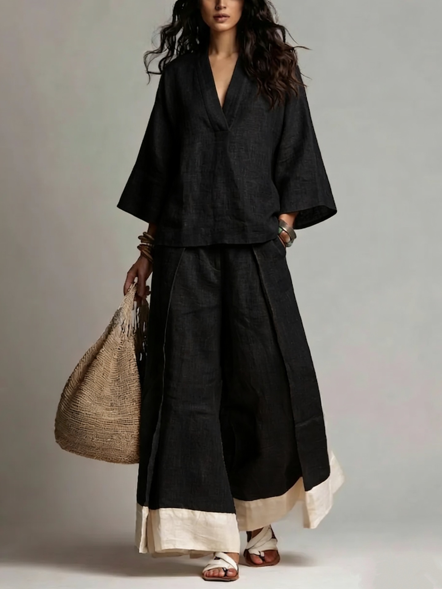 Summer Women V-neck Cotton Lin - Linen Pant Wide recensione e prezzo