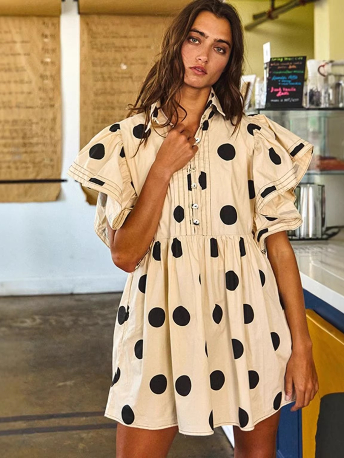 Spring Summer Polka Dot Print  - Blouse Off Shoulder recensione e prezzo