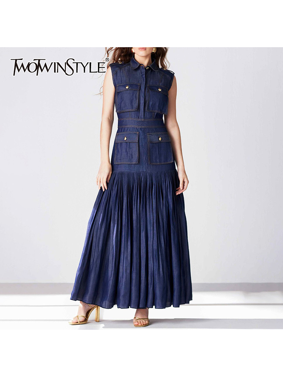 TWOTWINSTYLE Patchwork Pockets - Linen Dress Wrap recensione e prezzo