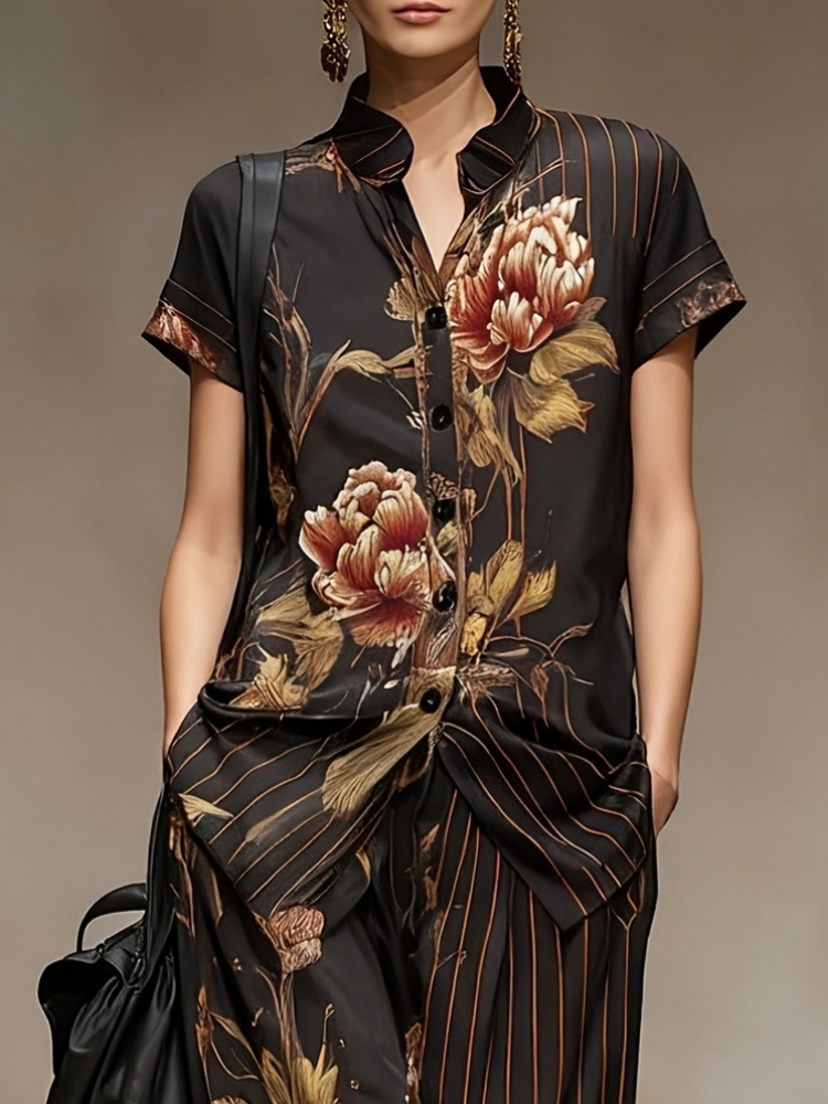Chiffon Women Summer 2PCS Matc - Romper Floral Print recensione e prezzo