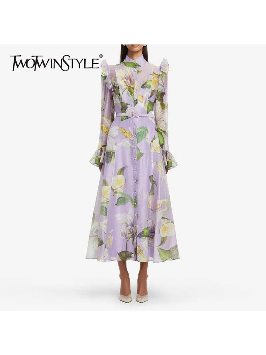 TWOTWINSTYLE Printing Spliced  - Linen Dress Wrap recensione e prezzo