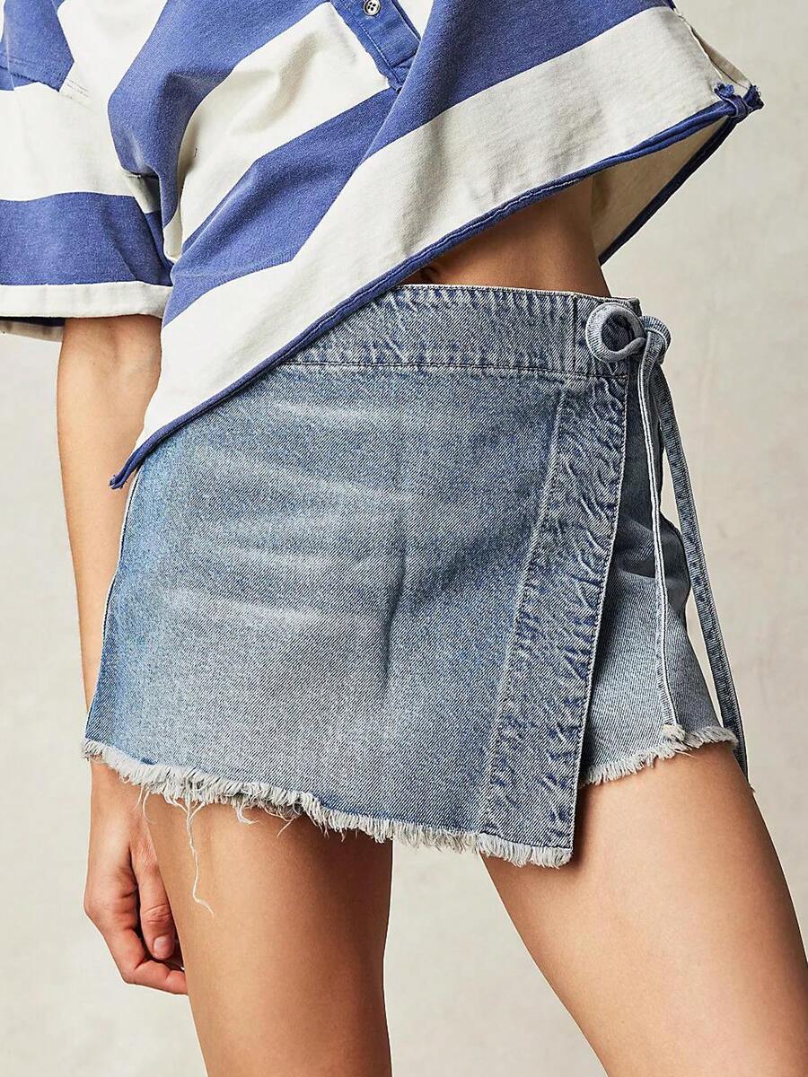 Women Denim Mini Skirt High Wa - Shorts Denim Frayed recensione e prezzo