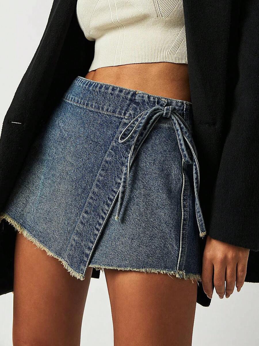 Women Denim Mini Skirt High Wa - Shorts Denim Frayed recensione e prezzo