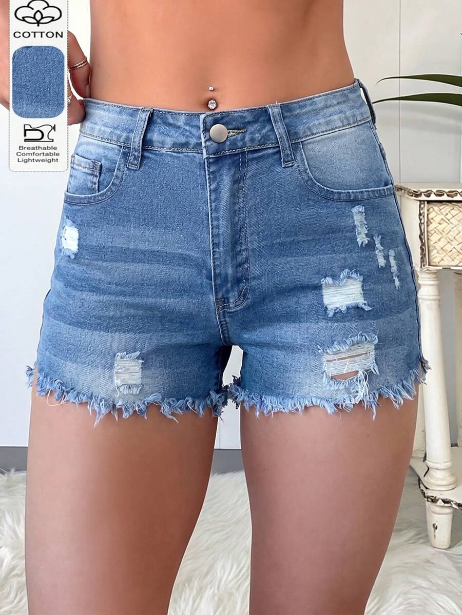 Womens Casual Distressed Denim - Shorts Denim Frayed recensione e prezzo