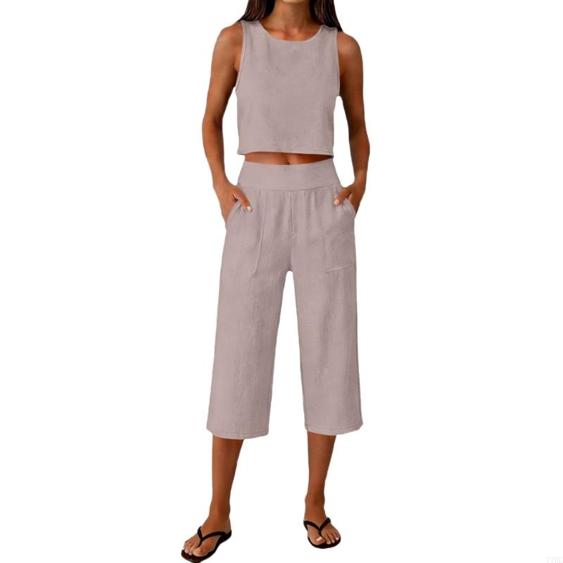 77HE Women's 2 Piece Outfits S - Linen Pant Wide recensione e prezzo