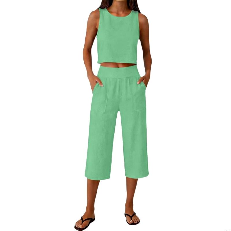 77HE Women's 2 Piece Outfits S - Linen Pant Wide recensione e prezzo