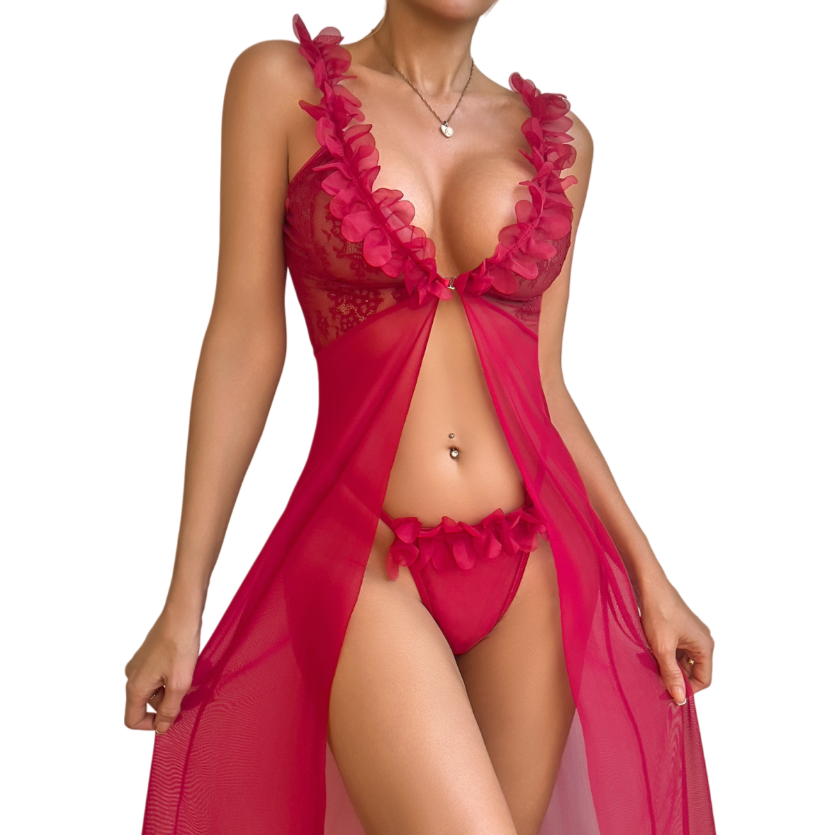 Women's Sexy Red Lace Robe & T - Kimono Sheer Floral recensione e prezzo
