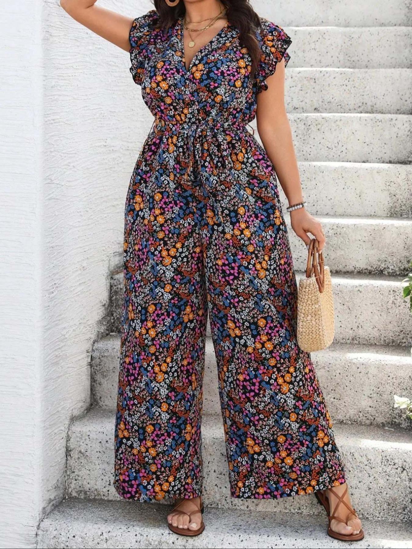 【Plus Size】 Floral Print Tie S - Romper Floral Print recensione e prezzo